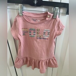 Ralph Lauren Pink POLO Ruffle infant girls pink top 12M No matching leggings !!!